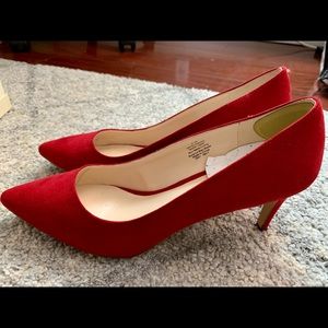 Red suede Nine West heels size 9